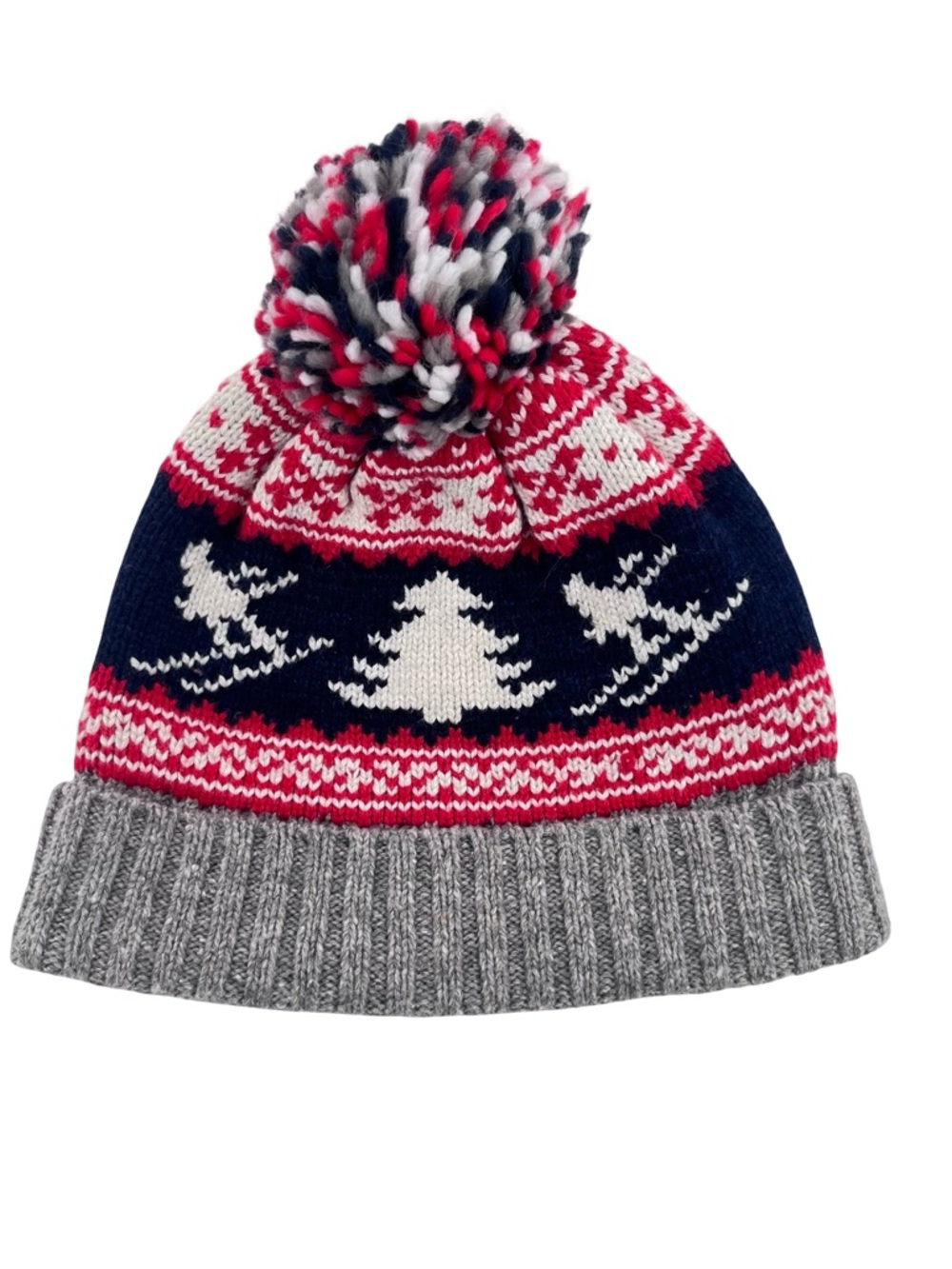 American Eagle Cotton Wool Blend Pom Pom Ski Beanie Cozy Knit Winter Hat Toque